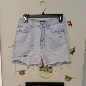 Light Blue Frayed Jean Shorts